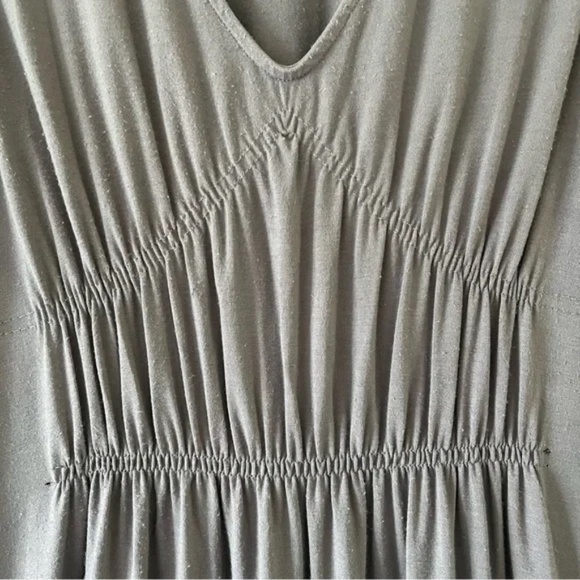 Sundance | Gray Sleeveless Smocked V-Neck Midi Dress, Medium - Picture 2 of 6